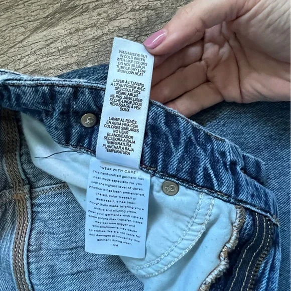 Good American Straight Wide Leg Distressed Jeans, Raw Hem, High Waist, Women 26 - Picture 4 of 10